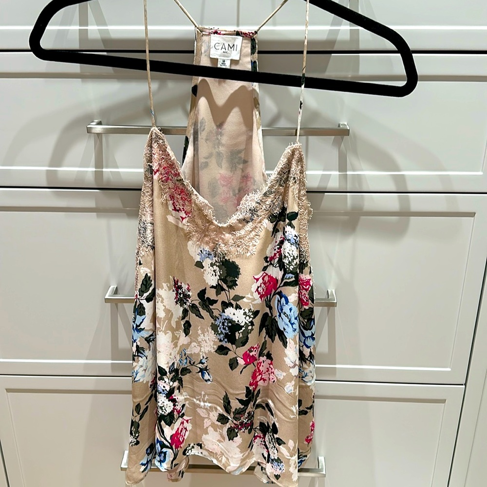 CAMI NYC Floral silk tank